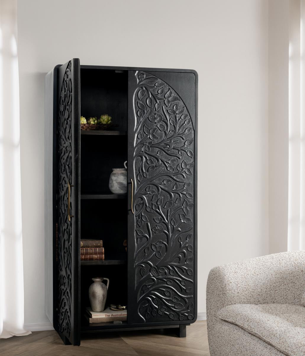 Albero Solid Wood Tall Cabinet - Black