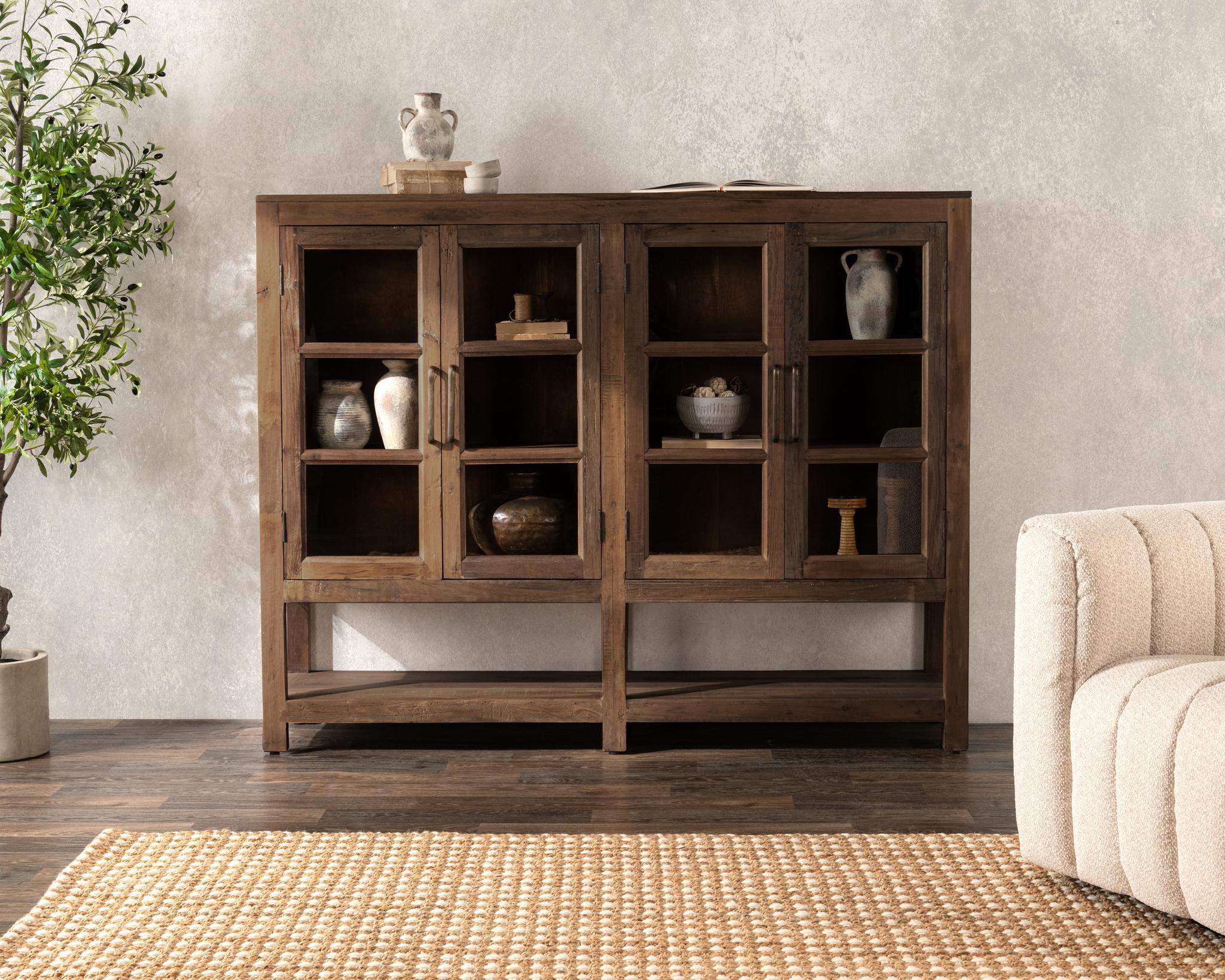 Kharga 4 Door Display Cabinet - Natural