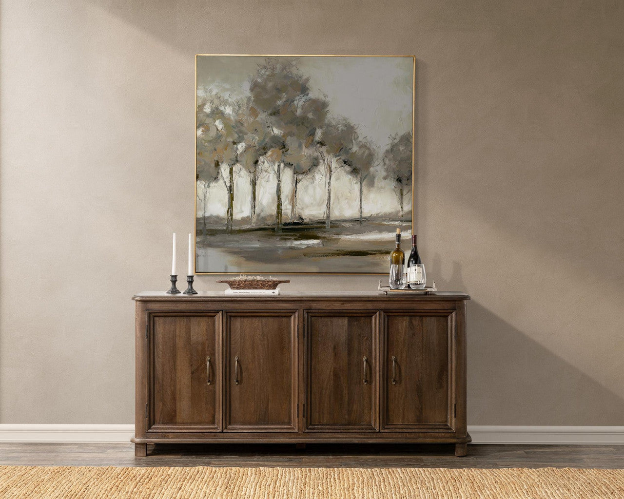 Amsterdam Solid Wood 4 Door Sideboard Cabinet 72"