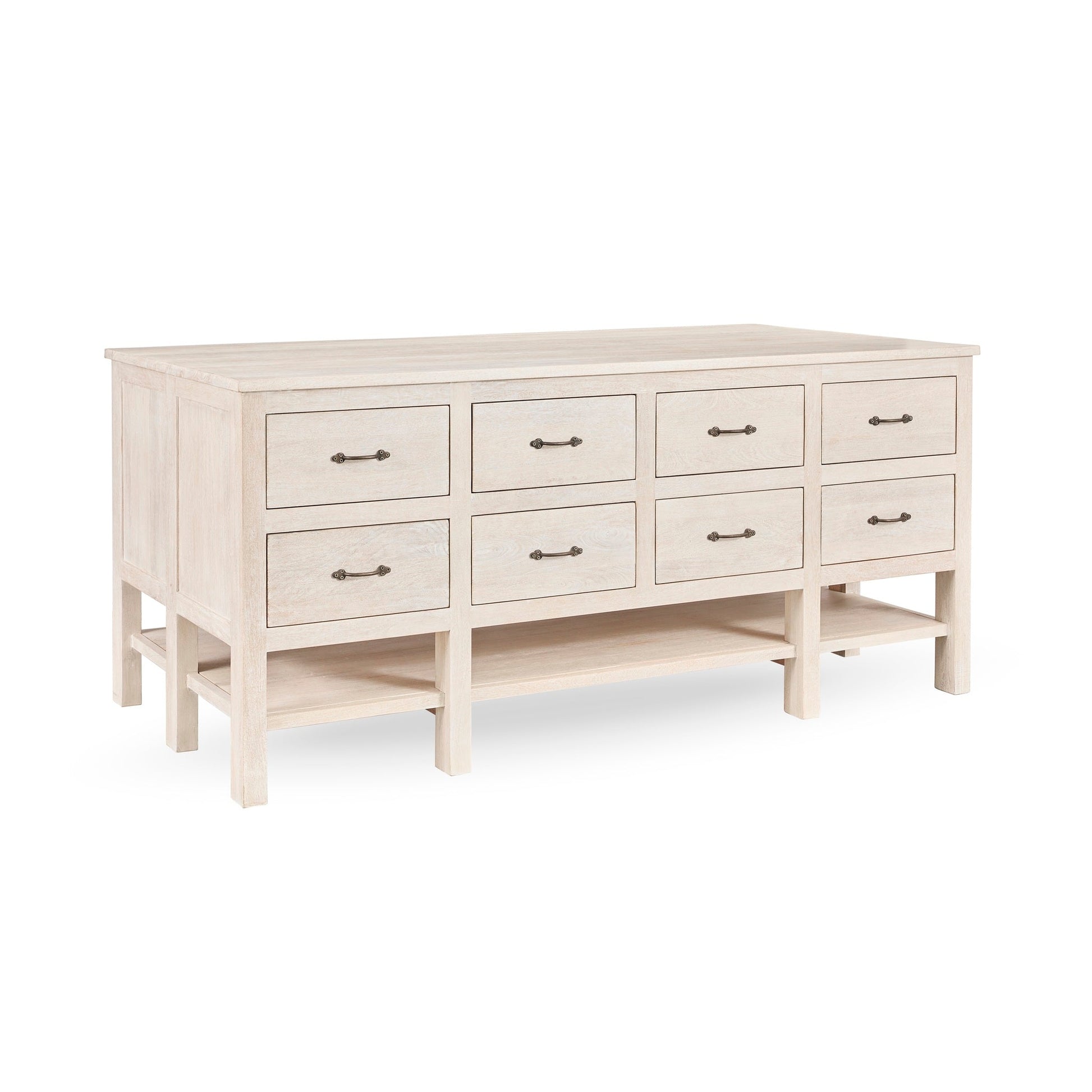Workstation Cabinet - Creamwood - White Washed