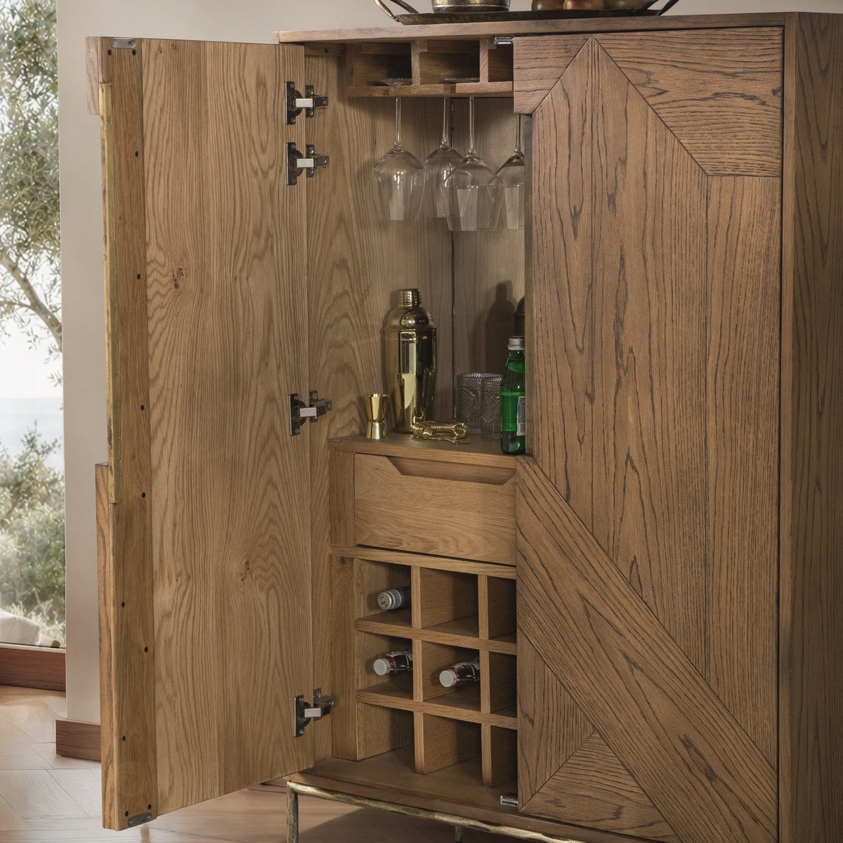 Roman Bar Cabinet - Golden Walnut / 2 Door by Classic Home - view 8