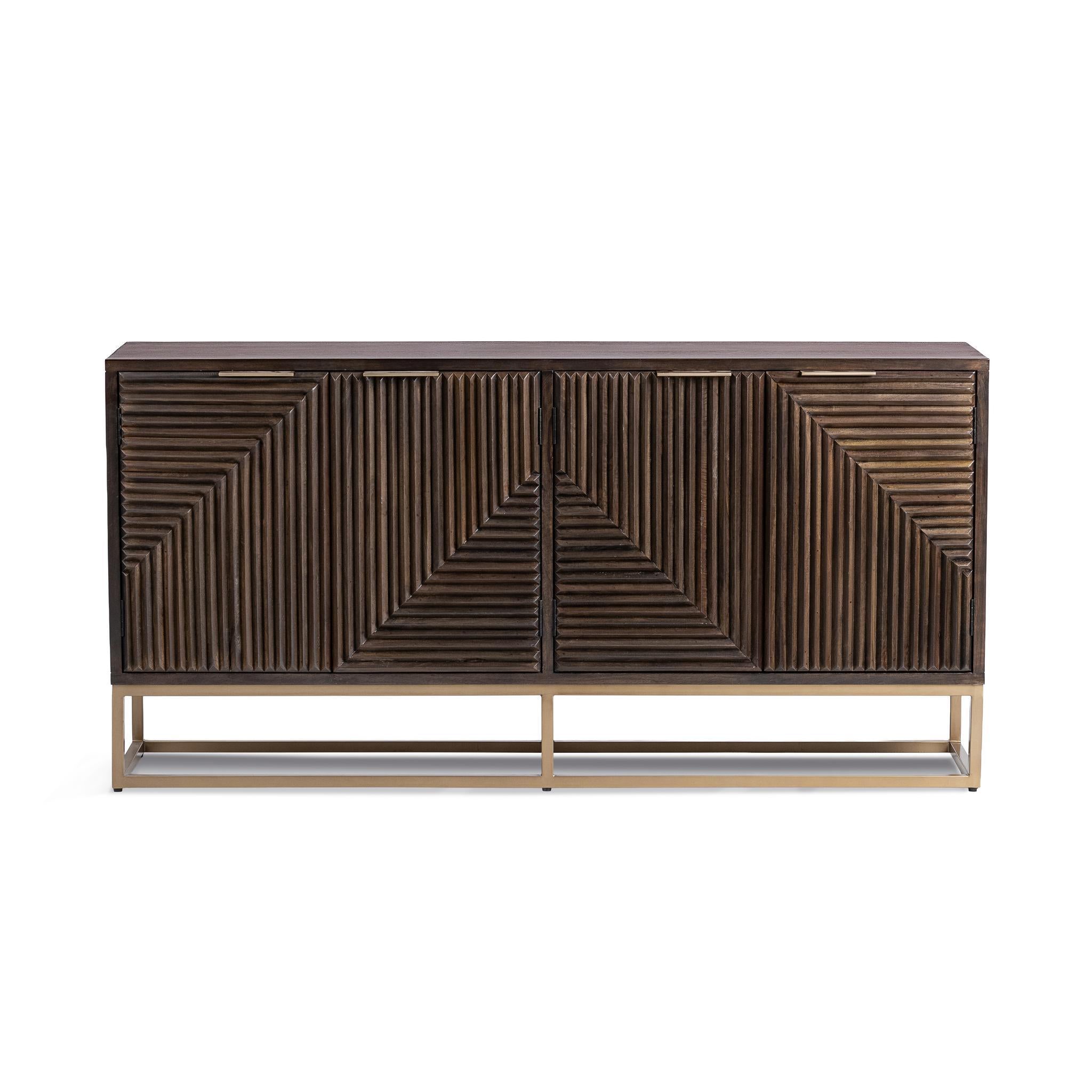 Flint 4 Doors Cabinet - Dark Brown