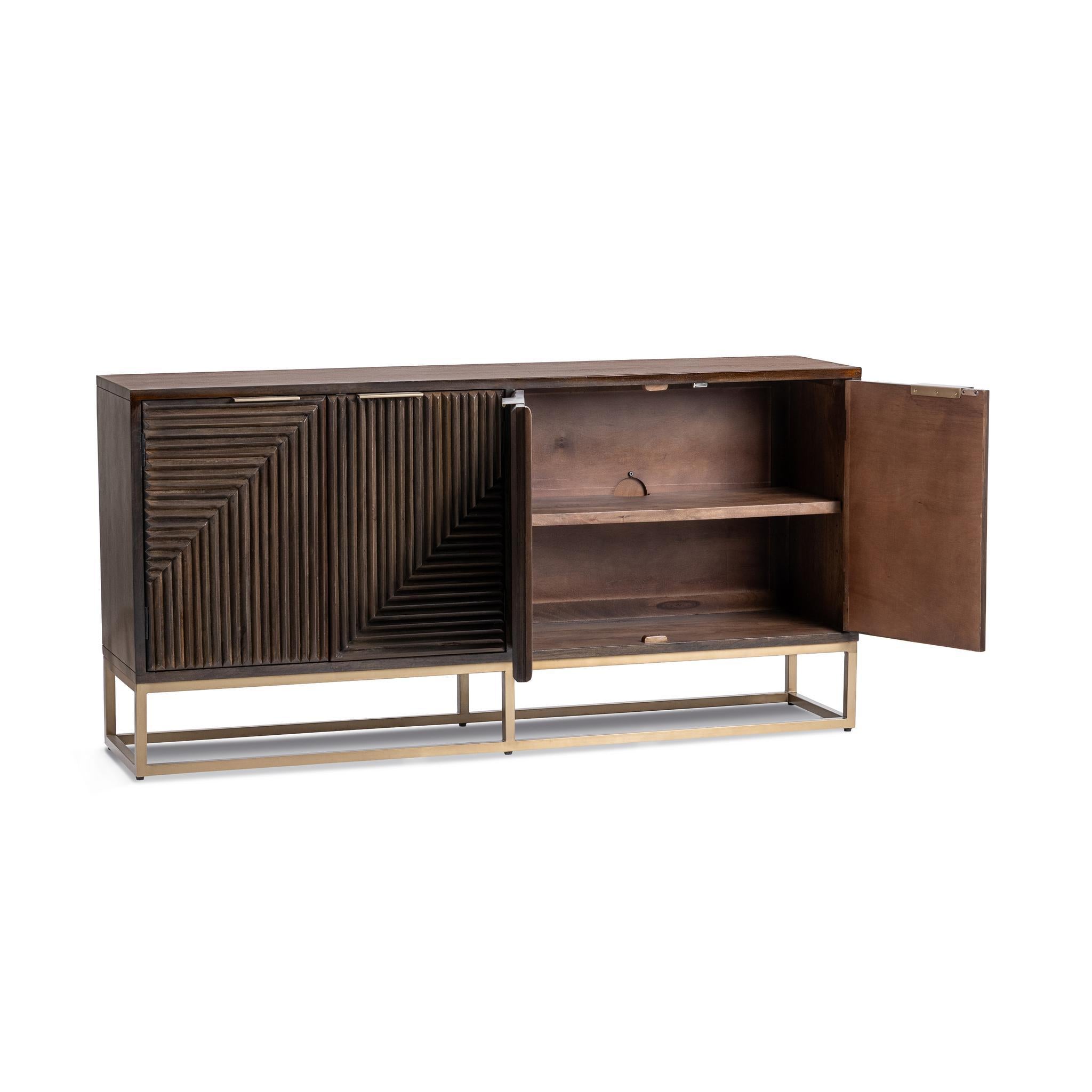 Flint 4 Doors Cabinet - Dark Brown