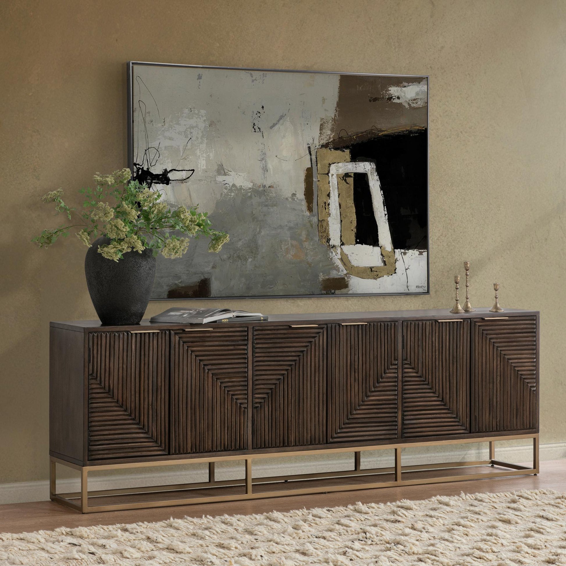 Flint 6 Door Cabinet - Dark Brown