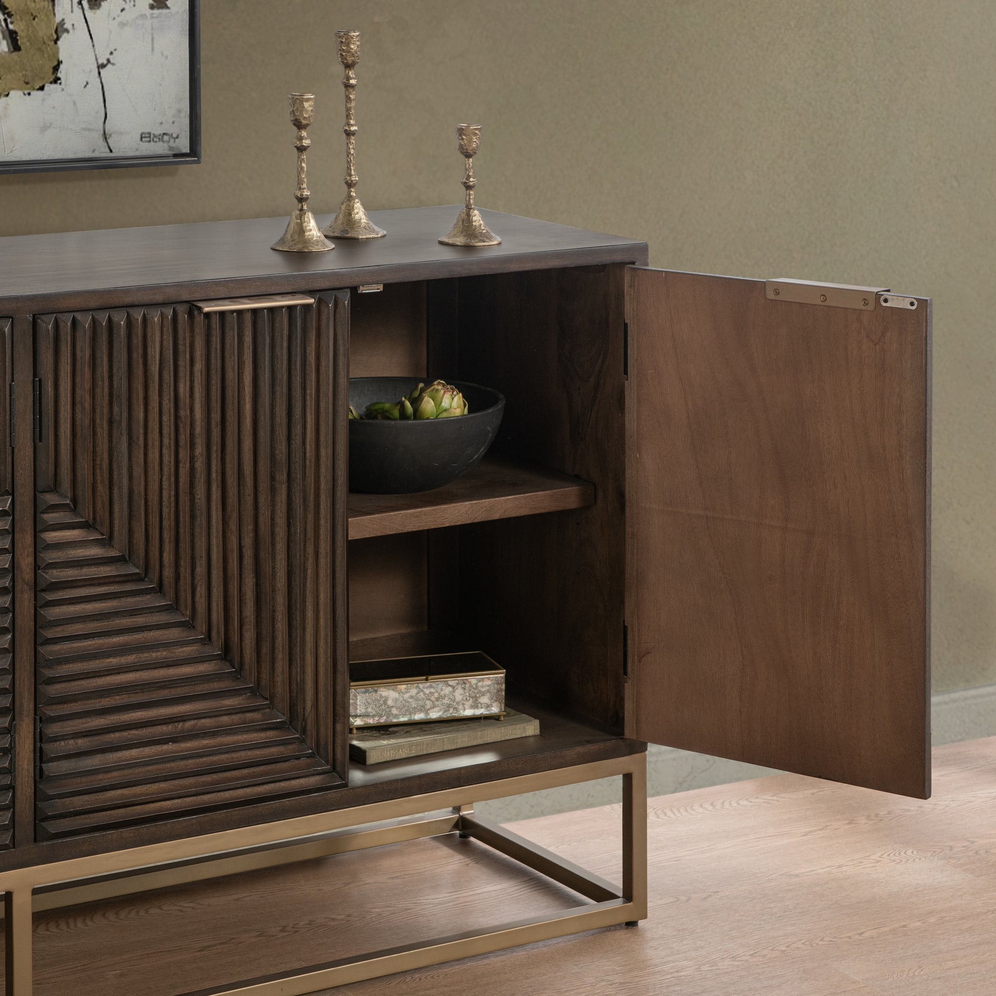 Flint 6 Door Cabinet - Dark Brown
