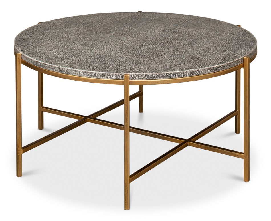 Grey Shagreen Coffee Table by Sarreid Ltd - view 3