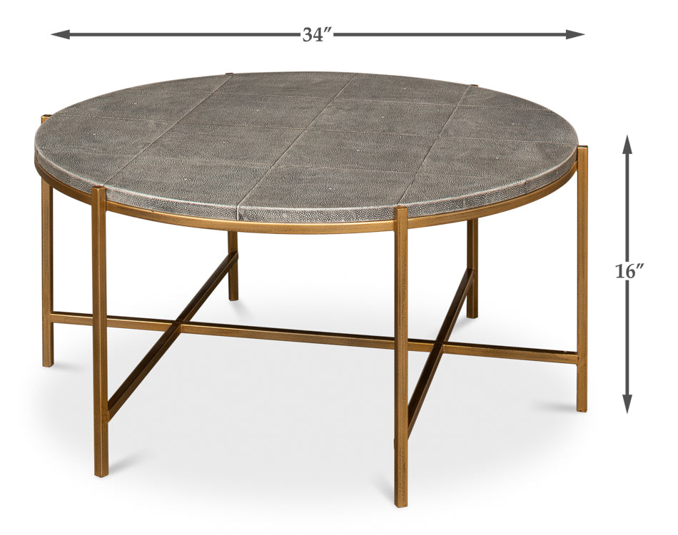 Grey Shagreen Coffee Table by Sarreid Ltd - view 7