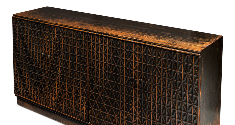 Scrubboard Front Sideboard, Ebony by Sarreid Ltd - view 4