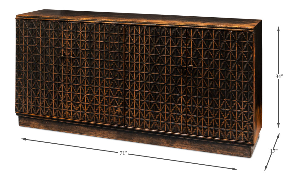 Scrubboard Front Sideboard, Ebony by Sarreid Ltd - view 6