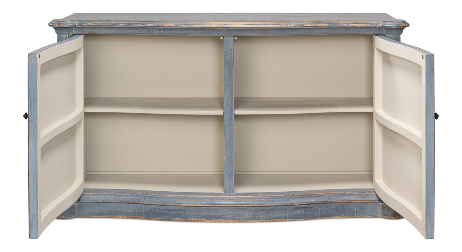 Columns Bowfront Sideboard, Blue by Sarreid Ltd - view 3