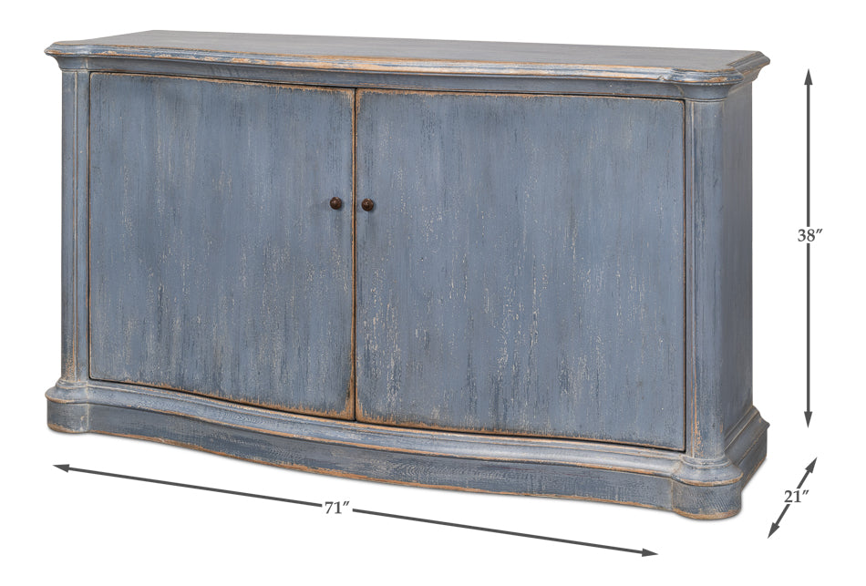 Columns Bowfront Sideboard, Blue by Sarreid Ltd - view 6