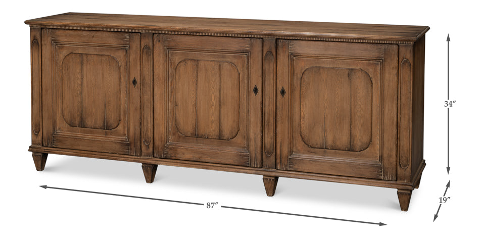 French Country Sideboard, Old Pine Stain by Sarreid Ltd - view 6