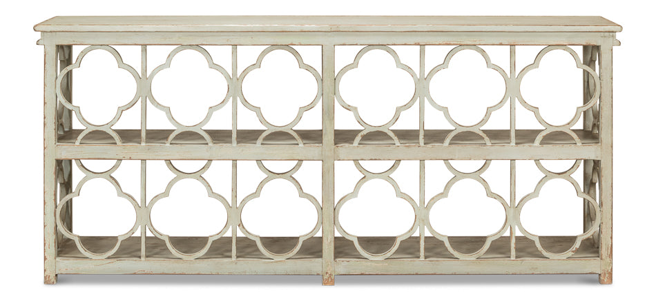 Quatrefoil Bookshelf Console Table by Sarreid Ltd - view 8