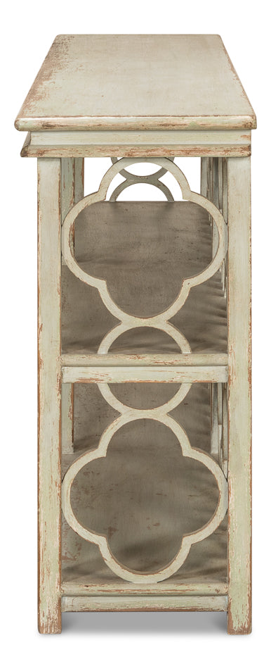 Quatrefoil Bookshelf Console Table by Sarreid Ltd - view 9