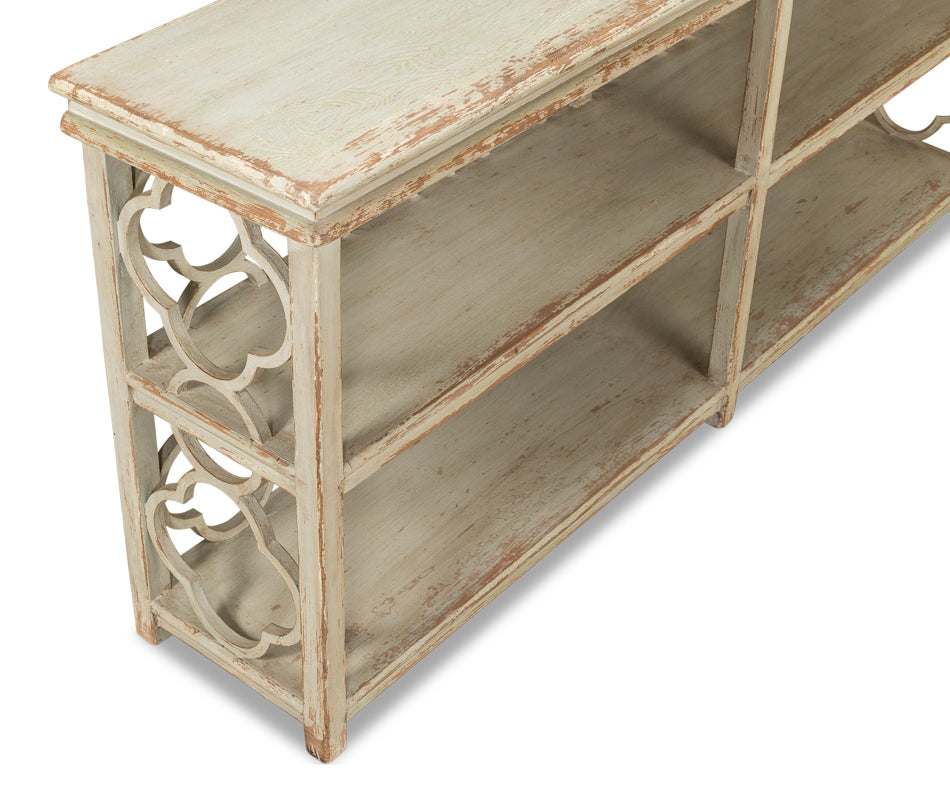 Quatrefoil Bookshelf Console Table by Sarreid Ltd - view 11