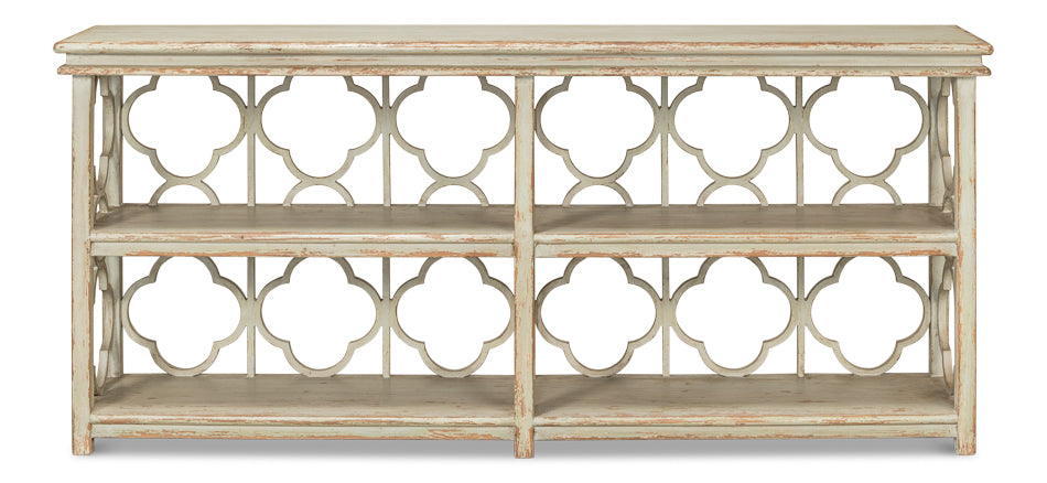 Quatrefoil Bookshelf Console Table by Sarreid Ltd - view 2
