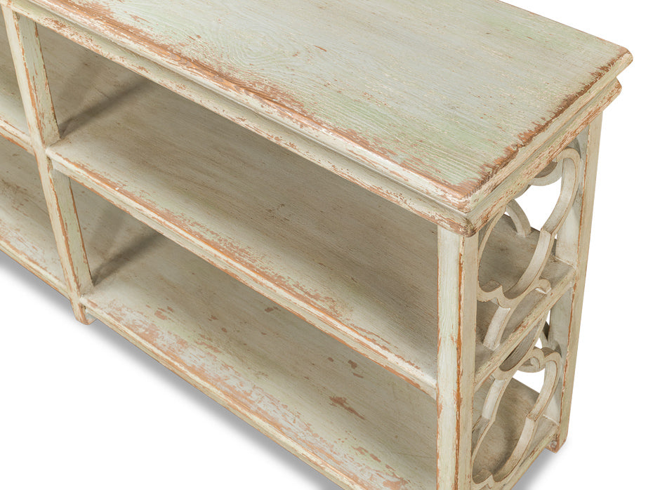 Quatrefoil Bookshelf Console Table by Sarreid Ltd - view 3