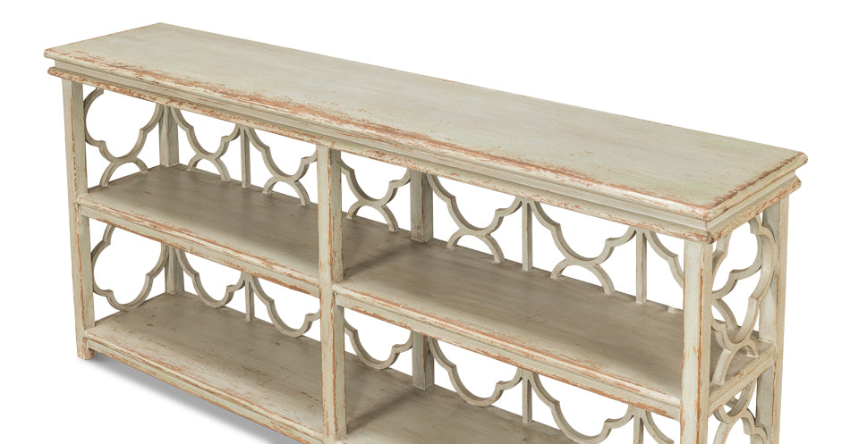Quatrefoil Bookshelf Console Table by Sarreid Ltd - view 4