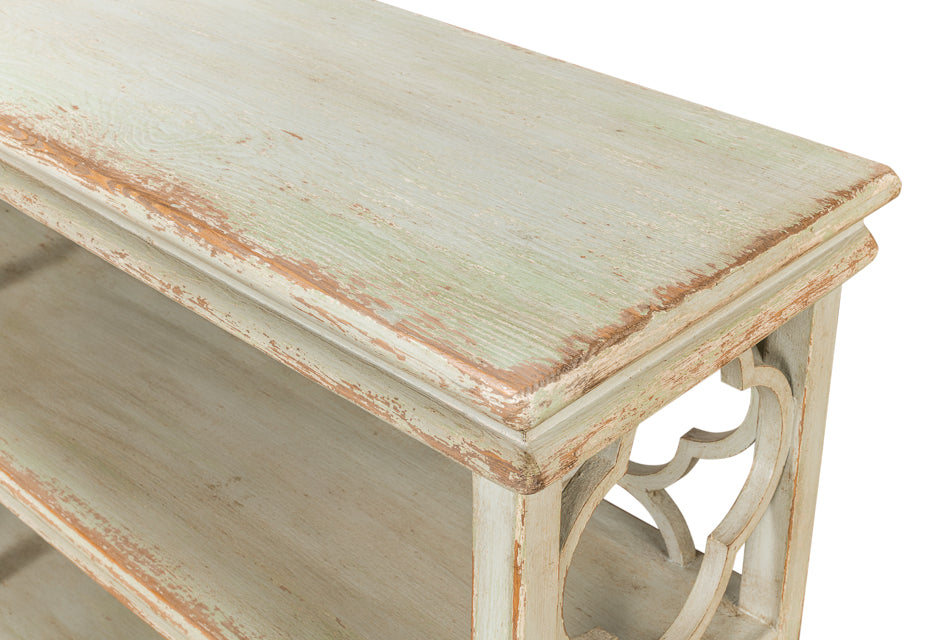Quatrefoil Bookshelf Console Table by Sarreid Ltd - view 5