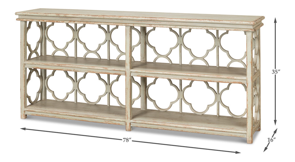 Quatrefoil Bookshelf Console Table by Sarreid Ltd - view 6