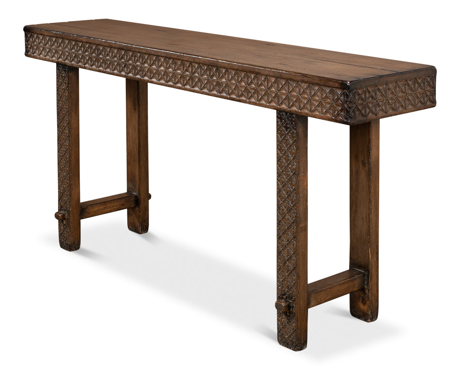 Honeycomb & Cross Console Table by Sarreid Ltd - view 3