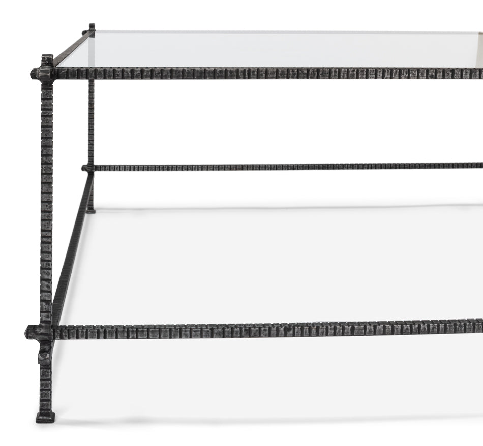 Serrated Edge Iron Coffee Table by Sarreid Ltd - view 10
