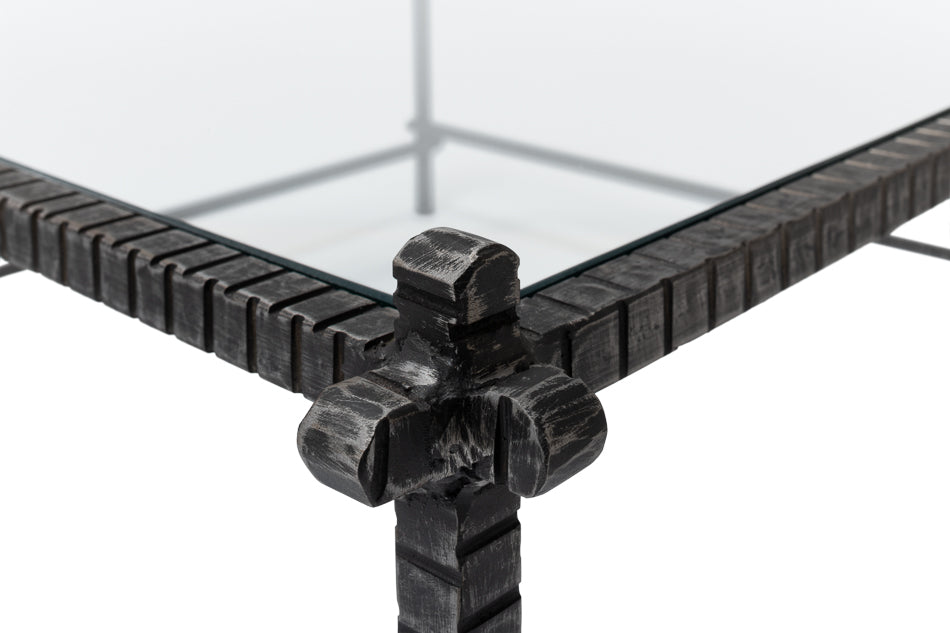 Serrated Edge Iron Coffee Table by Sarreid Ltd - view 11