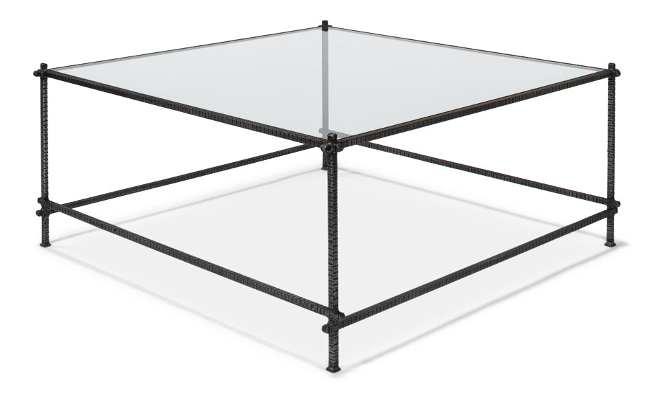 Serrated Edge Iron Coffee Table by Sarreid Ltd - view 3