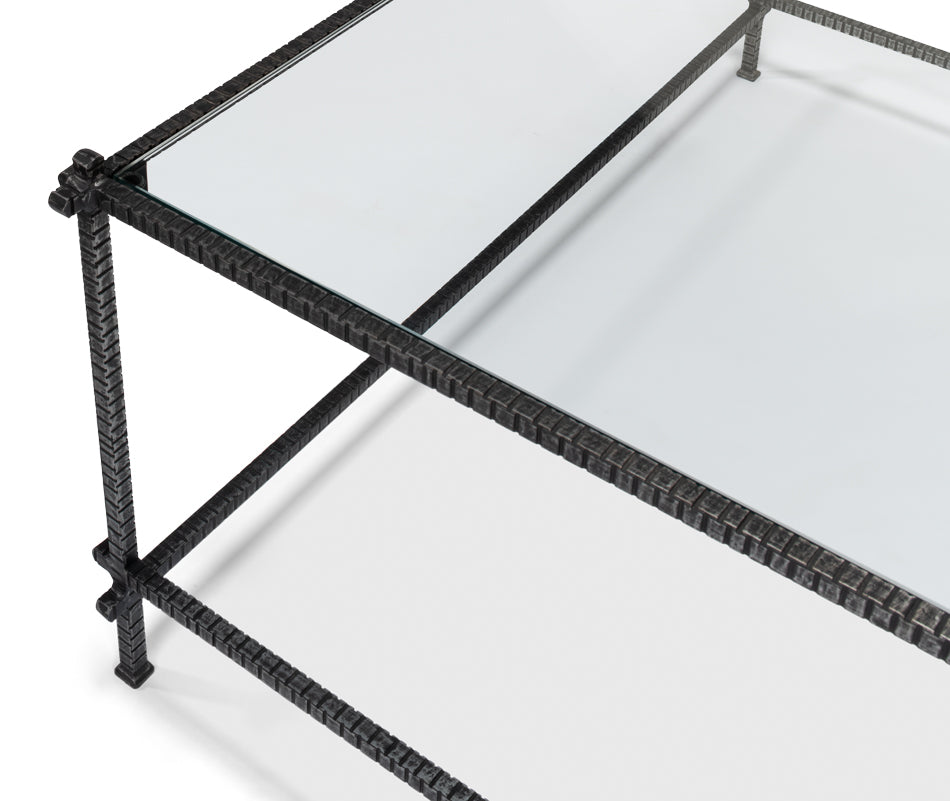 Serrated Edge Iron Coffee Table by Sarreid Ltd - view 5