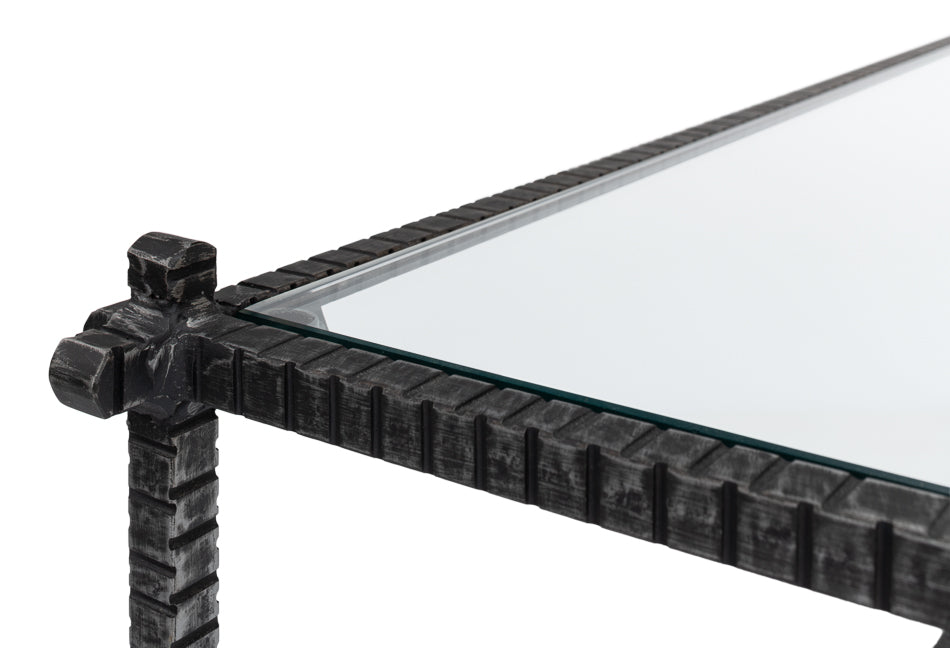 Serrated Edge Iron Coffee Table by Sarreid Ltd - view 7