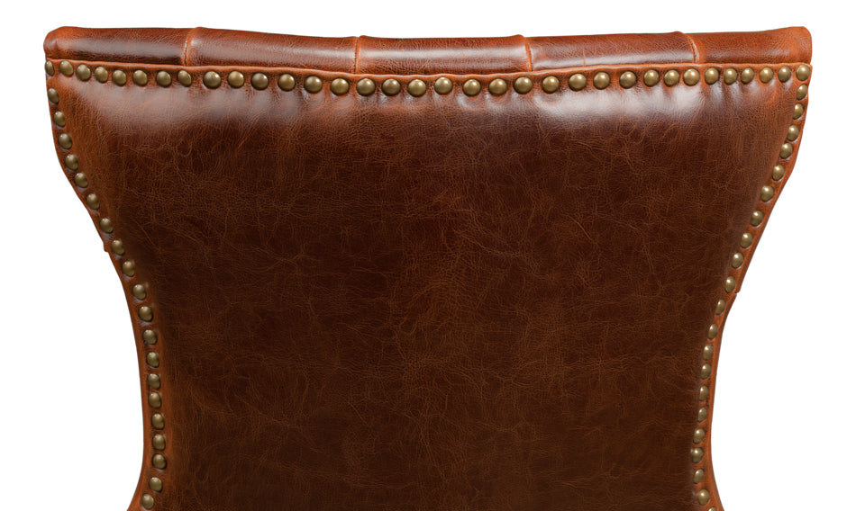 Sophie Side Chair, Light Brown Leather by Sarreid Ltd - view 8