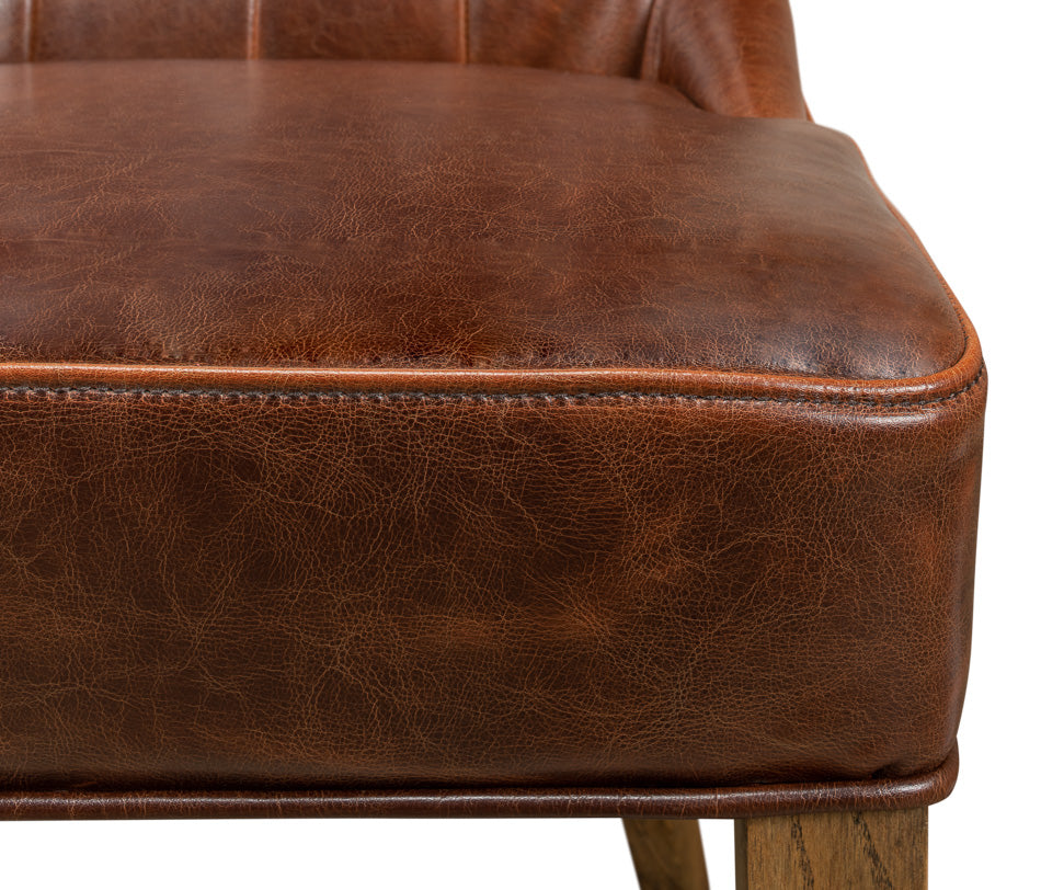 Sophie Side Chair, Light Brown Leather by Sarreid Ltd - view 9
