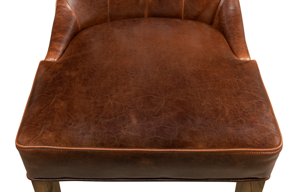 Sophie Side Chair, Light Brown Leather by Sarreid Ltd - view 10