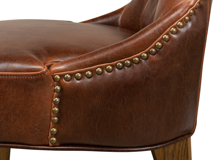 Sophie Side Chair, Light Brown Leather by Sarreid Ltd - view 11