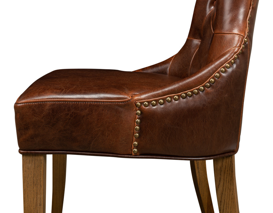 Sophie Side Chair, Light Brown Leather by Sarreid Ltd - view 12