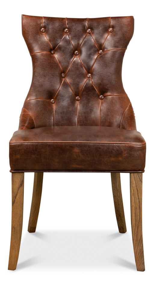 Sophie Side Chair, Light Brown Leather by Sarreid Ltd - view 2