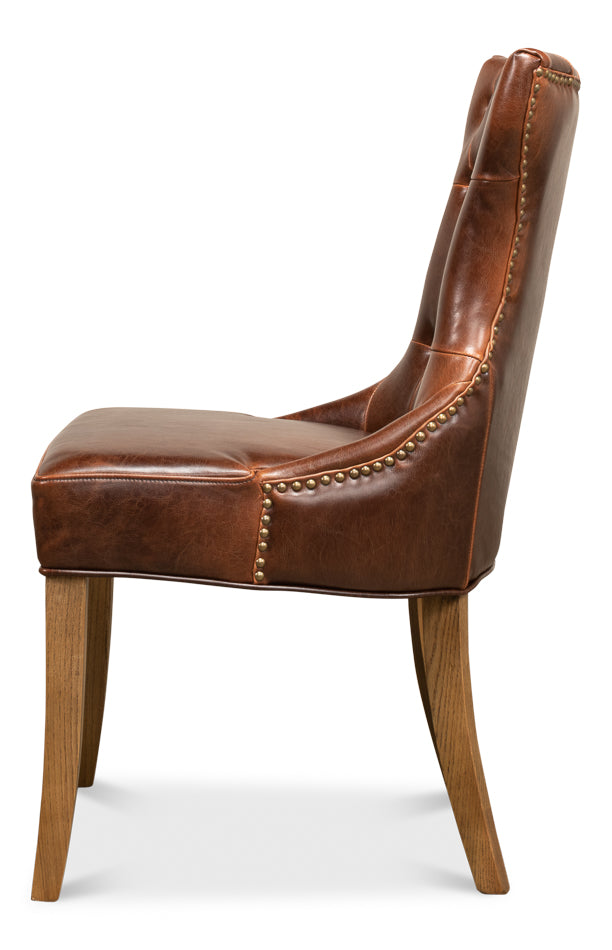 Sophie Side Chair, Light Brown Leather by Sarreid Ltd - view 3