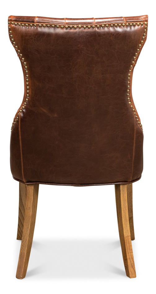 Sophie Side Chair, Light Brown Leather by Sarreid Ltd - view 4