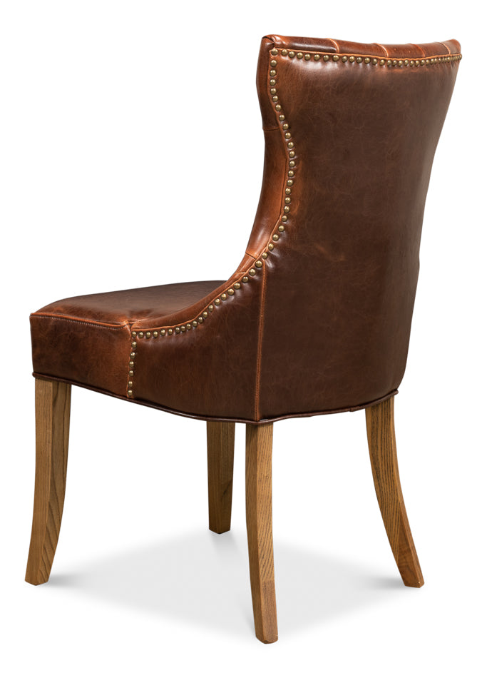 Sophie Side Chair, Light Brown Leather by Sarreid Ltd - view 5