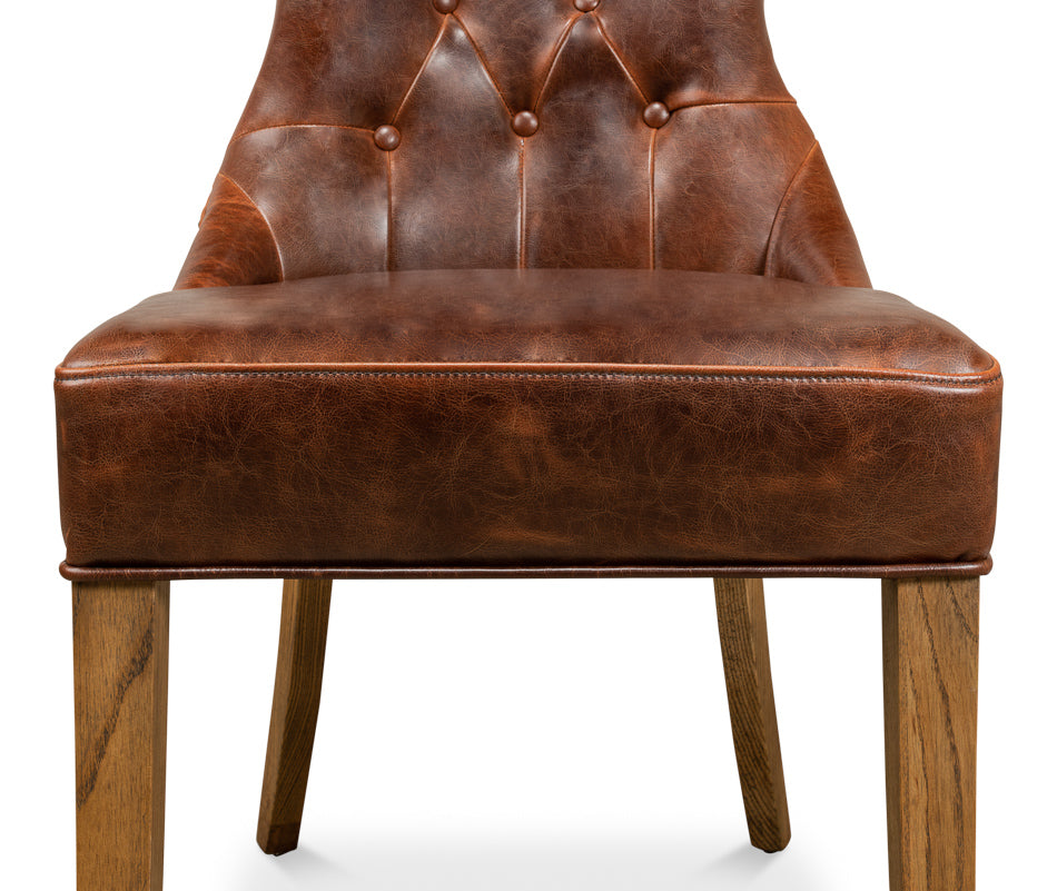 Sophie Side Chair, Light Brown Leather by Sarreid Ltd - view 6