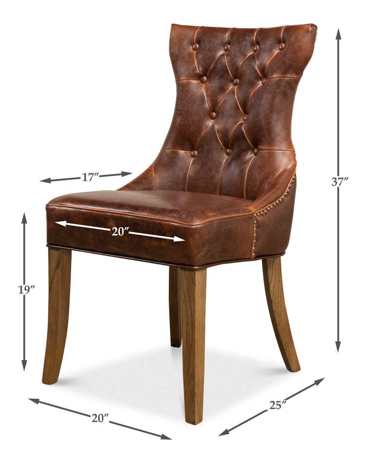 Sophie Side Chair, Light Brown Leather by Sarreid Ltd - view 7