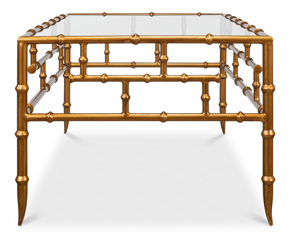 Faux Bamboo Metal Coffee Table 48" by Sarreid Ltd - view 8