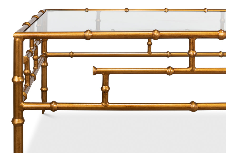 Faux Bamboo Metal Coffee Table 48" by Sarreid Ltd - view 9