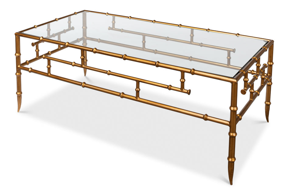 Faux Bamboo Metal Coffee Table 48" by Sarreid Ltd - view 10