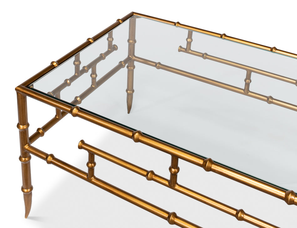Faux Bamboo Metal Coffee Table 48" by Sarreid Ltd - view 11