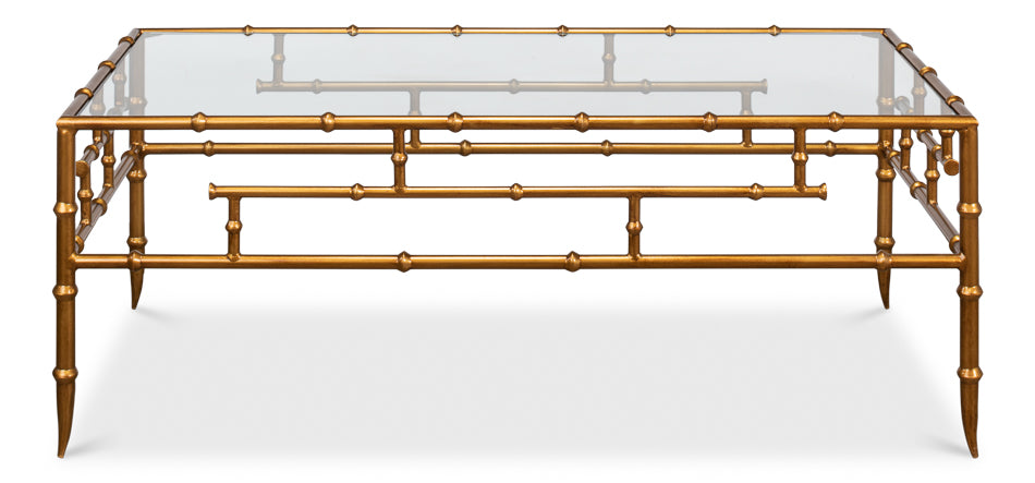 Faux Bamboo Metal Coffee Table 48" by Sarreid Ltd - view 2