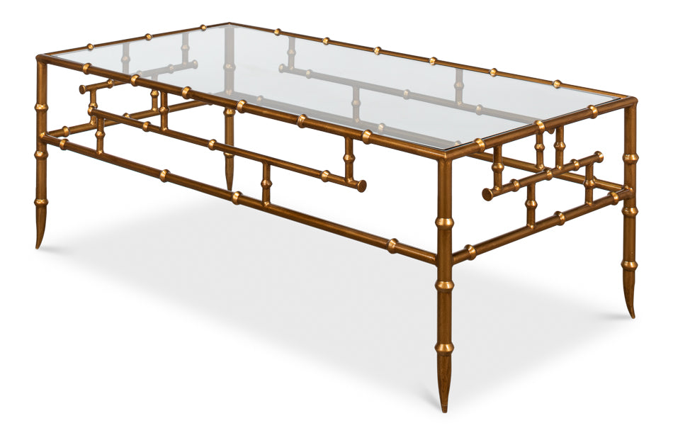 Faux Bamboo Metal Coffee Table 48" by Sarreid Ltd - view 3