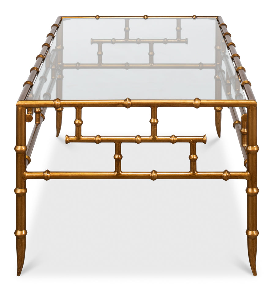 Faux Bamboo Metal Coffee Table 48" by Sarreid Ltd - view 4