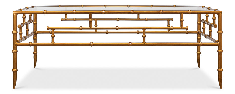 Faux Bamboo Metal Coffee Table 48" by Sarreid Ltd - view 5