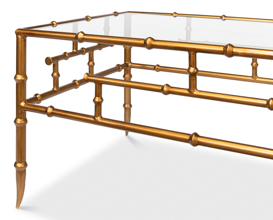Faux Bamboo Metal Coffee Table 48" by Sarreid Ltd - view 6